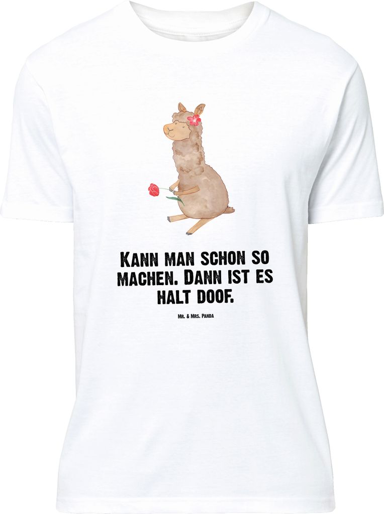 Mr. & Mrs. Panda Größe XL T-Shirt Alpaka Blume - Weiß - Produktbild 