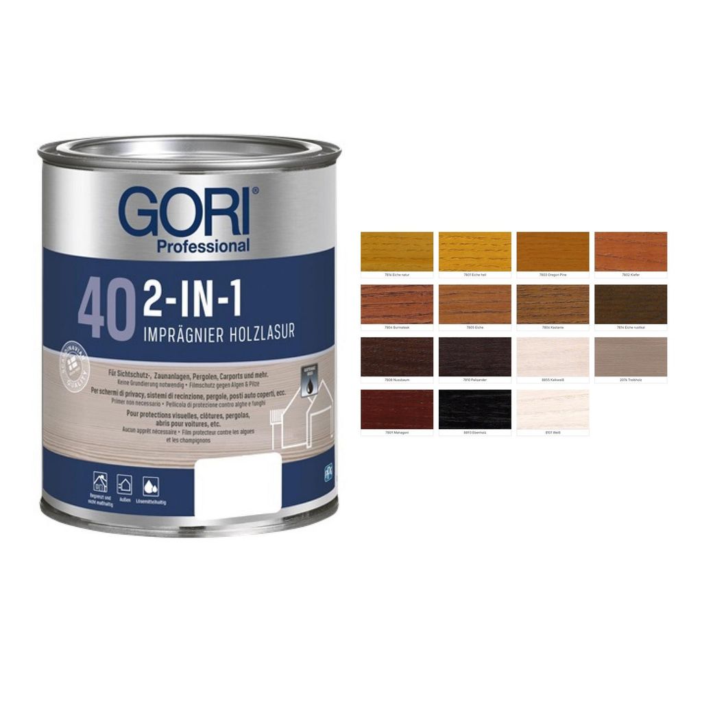 5L Gori 40 2in1 Holzlasur burma teak UV Schutz Holz Lasur Holzschutz