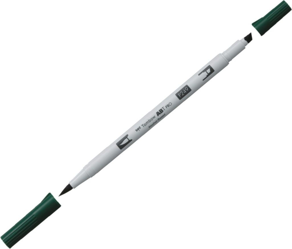 Dual-Fasermaler ABT Pro Keilspitze/Pinselspitze Alkoholbasis hunter green Packung mit 3 Stück