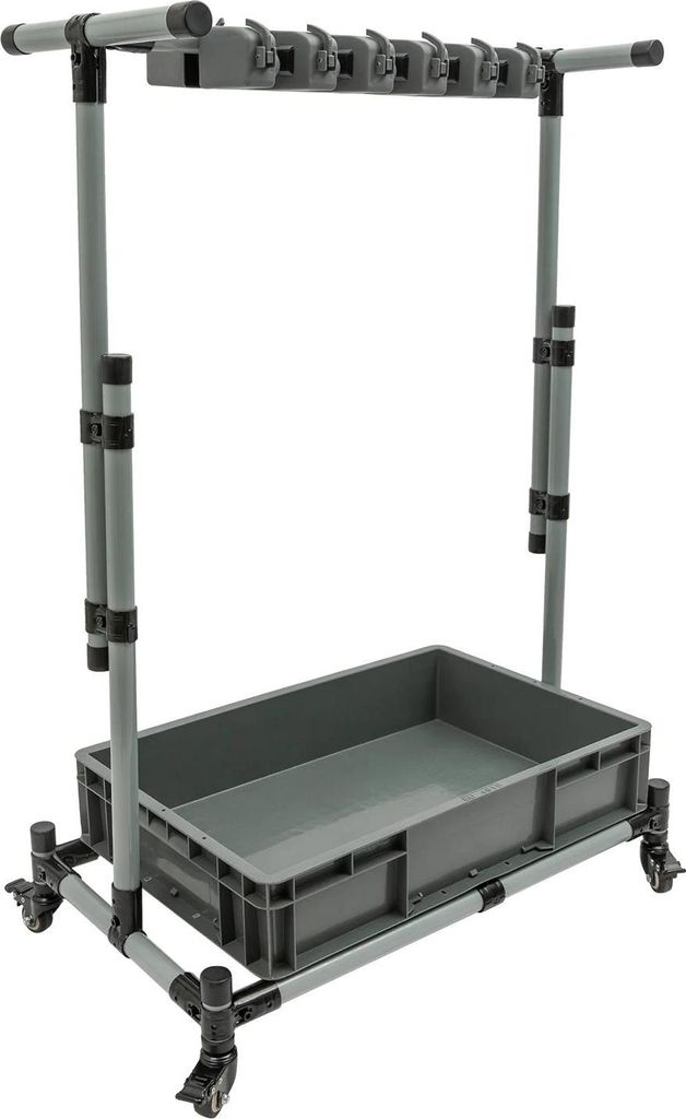 Putzgerätehalter - Bodenstehender Mopphalter - Mobil - Für Wischmopp Und Besen - Eisen + PP - Schwarz