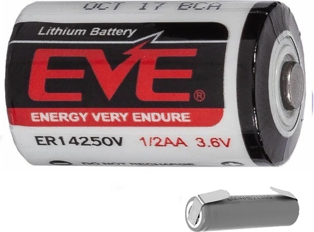 EVE ER14250 LS14250 1/2 AA Lithium-Thionylchlorid 3,6 V mit Lötfahnen