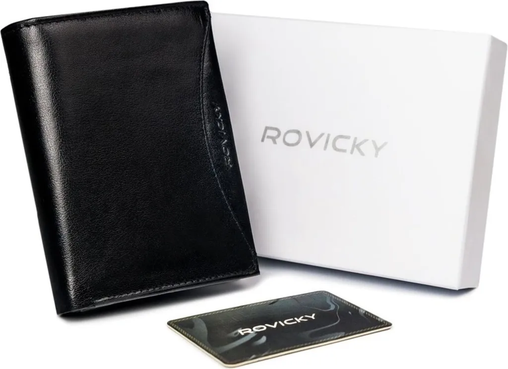 Rovicky Portafoglio Elegante Uomo Pelle Nera 9,5x13 RFID