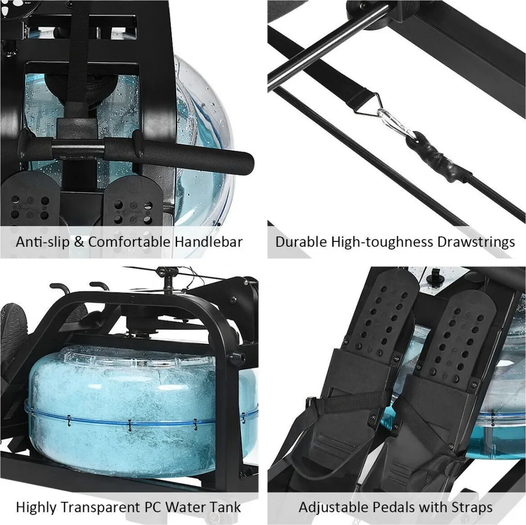 Rameur à Eau CF223 Résistance Ajustable et Écran LCD pour Cardio Training