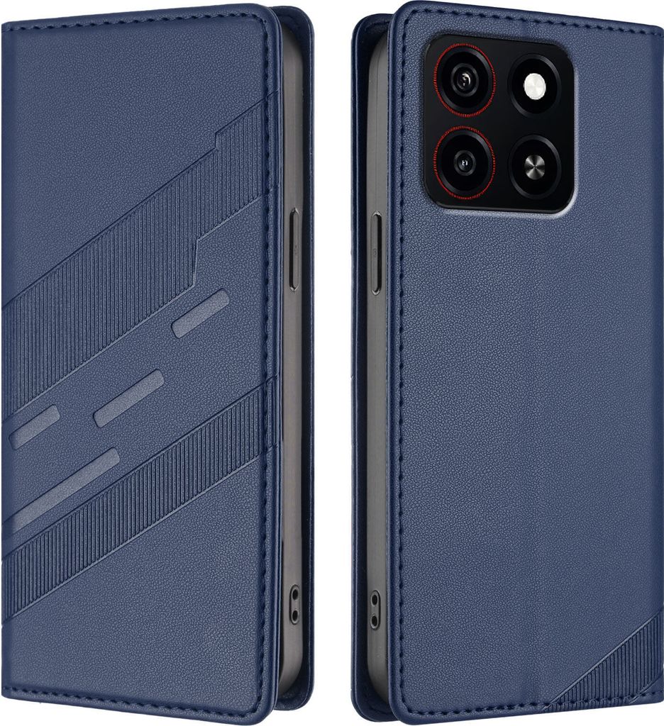 Hülle für ZTE Blade A55, Kunstleder Brieftaschen Handyhülle mit Kartenfach und Standfunktion Blau