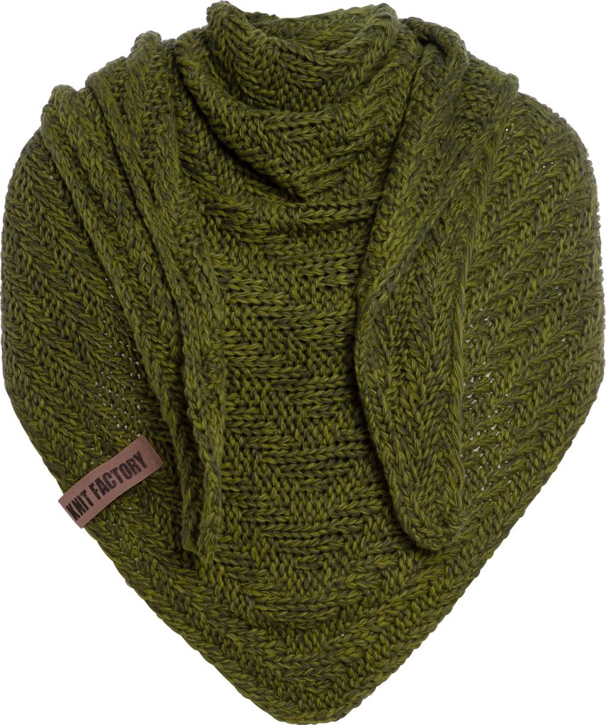 Knit Factory Sally Dreiecksschal - Moosgrün/Khaki - 220x85 cm