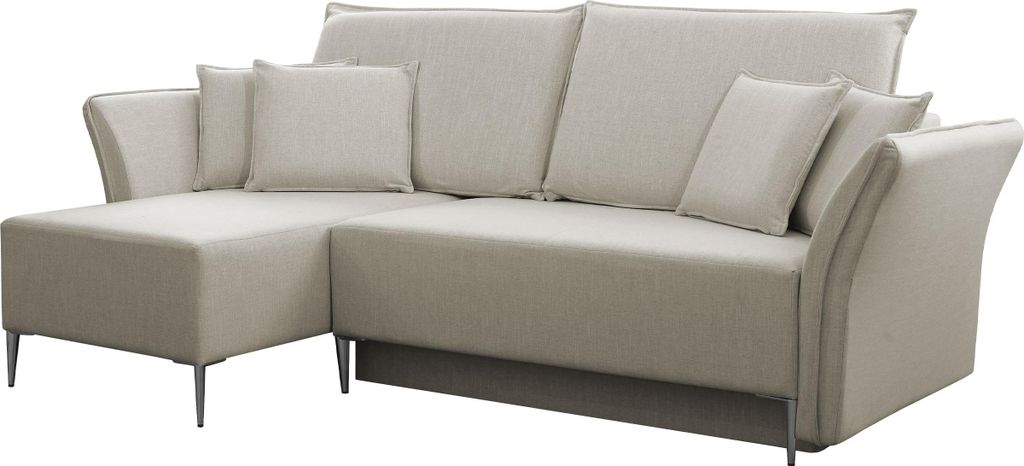 MIRJAN24 Ecksofa Bregi, Stilvoll Wohnzimmer Eckcouch mit Bettkasten und Schlaffunktion (Farbe: Terra 7, Füße: Silber)