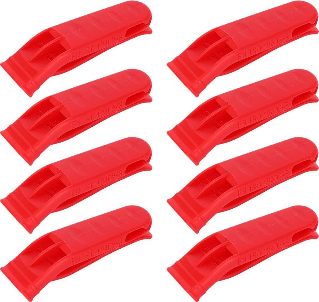 8PCS Kunststoff Helle Rot Leichte Schwimmweste Dual Frequenz Outdoor Survival Rettungs Notfall Fern Hohe Tonhöhe Pfeife