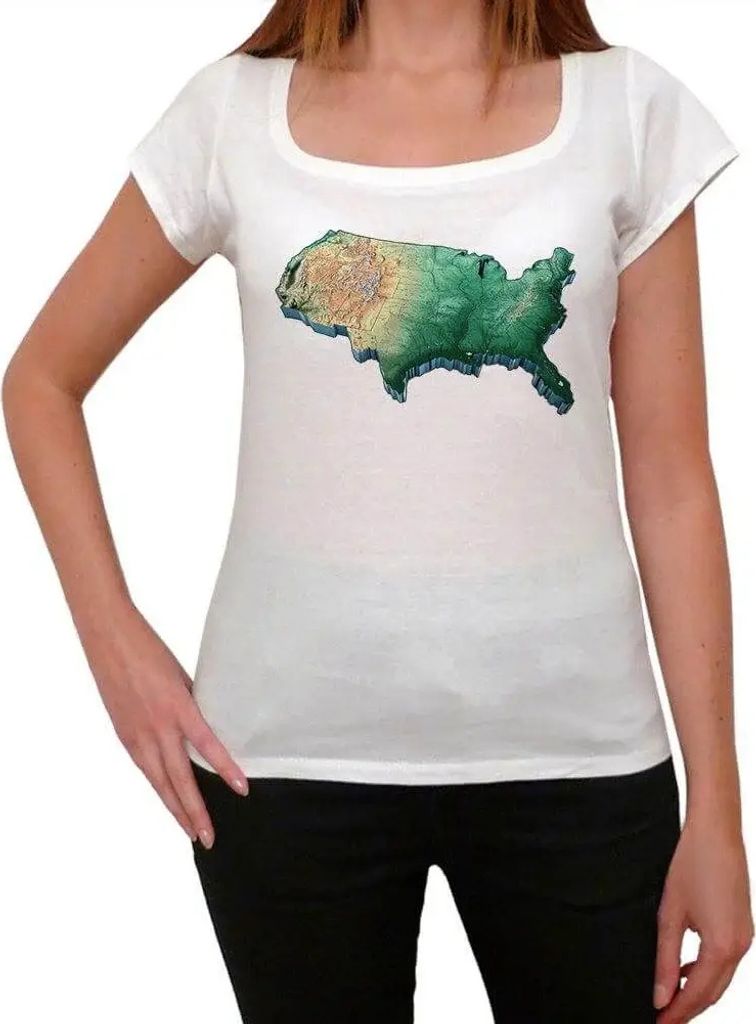 Damen Grafik T-Shirt Karte usa – Map Usa – Öko-Verantwortlich Vintage Jahrgang Kurzarm Lustige Druck Geburtstag Geschenk Frau