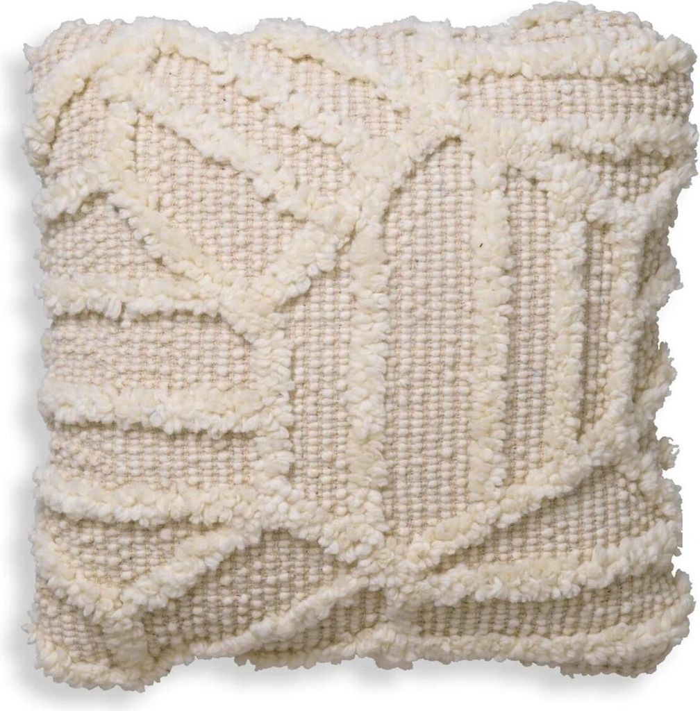 Casa Padrino Luxus Kissen Elfenbein 50 x 50 cm - Handgewebtes Deko Woll Kissen - Quadratisches Zierkissen - Wohnzimmer Dekoration - Luxus Deko Acce...