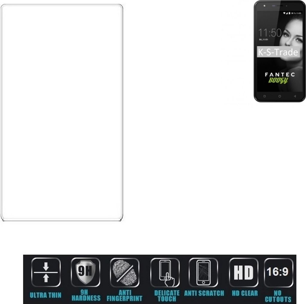 K-S-Trade Displayschutzglas kompatibel mit FANTEC Boogy Hartglas Schutzfolie Glasfolie 16:9 Format, bedeckt keine Seitenbereiche