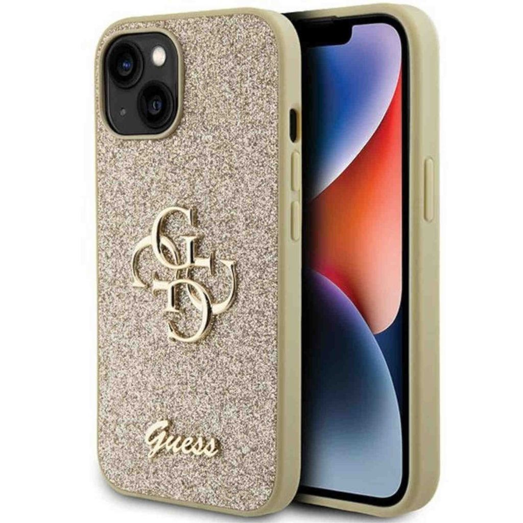 Case Guess Quilted Metal Logo do iPhone 15 - różowy 
