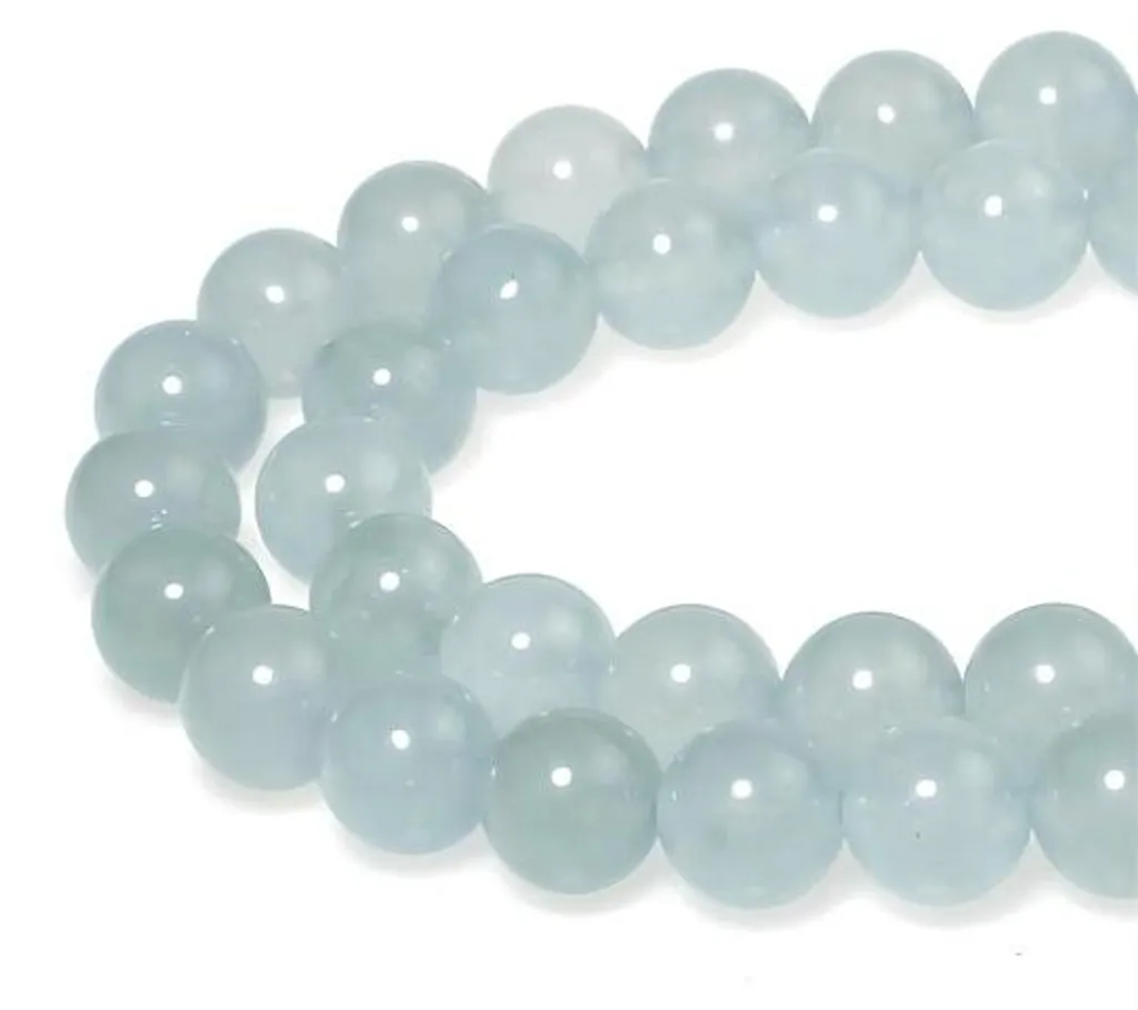 Perles de jade gris-bleu 10 mm : lot de 35 pièces pour bijoux DIY