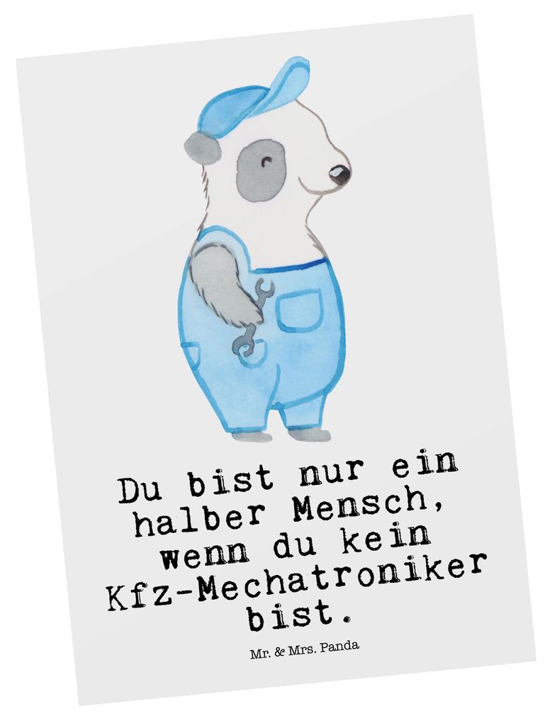 Mr. & Mrs. Panda Postkarte Kfz-Mechatroniker Herz - Weiß - Geschenk, Grußkarte, bildkarte, Meister, Gesellenprüfung, Postkarten, Lustig, Ansicht...