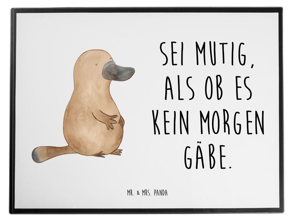 Mr. & Mrs. Panda Schreibunterlage Schnabeltier Mut - Weiß - Geschenk, Büro, Schnabeltiere, schreibtischunterlagen, schreibtischunterlage, Raodtri...