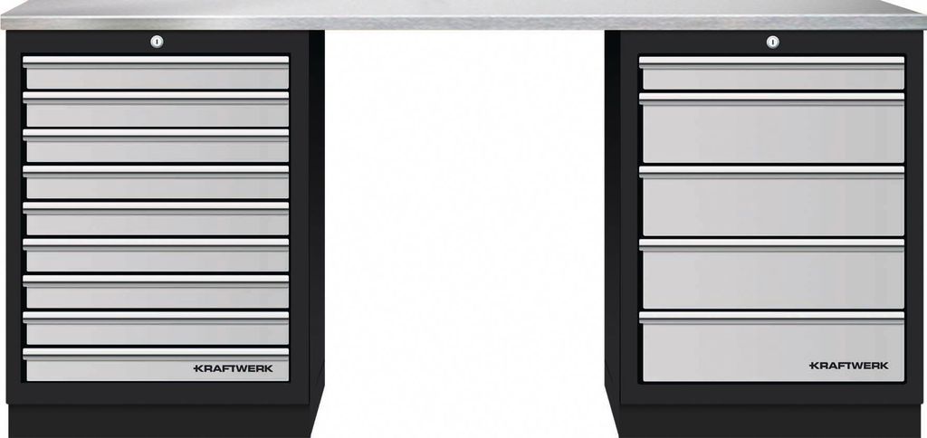 KRAFTWERK 3964K-905IX, Schwarz, Grau, Edelstahl, Bodenstehend, Werkzeuglagerung, 2040 mm, 463 mm, 910 mm