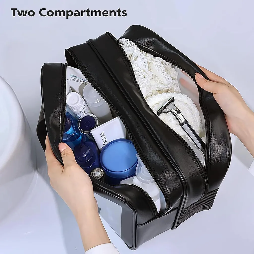 Trousse de toilette grande capacité unisexe étanche avec séparation sec-humide
