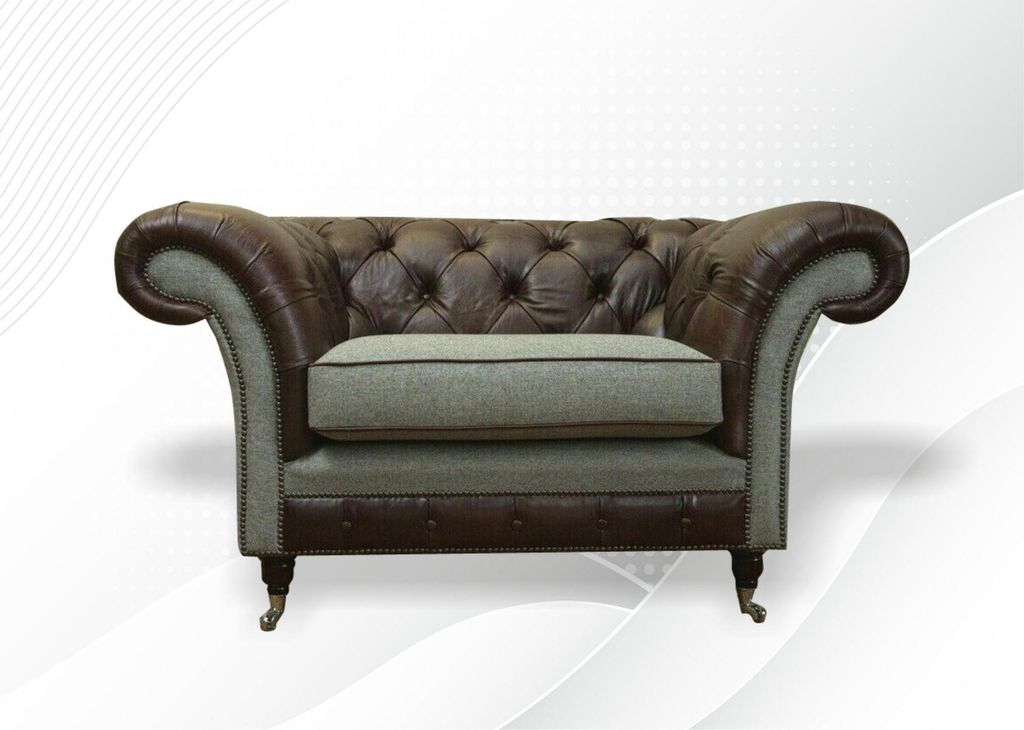 Chesterfield Ohrensessel Sessel 1 Sitzer Sofa Couch Polster Couchen Textil Leder