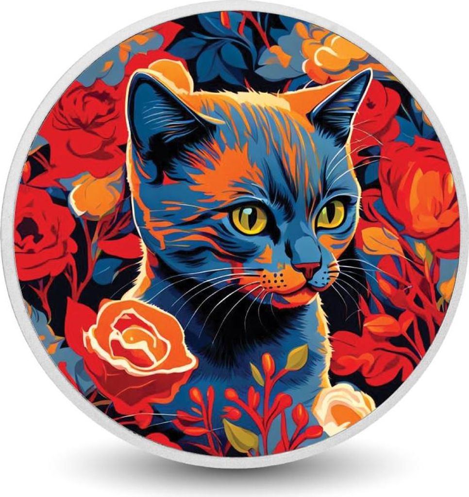 Floral Feline Blaze 1oz Silberfarbene Münze