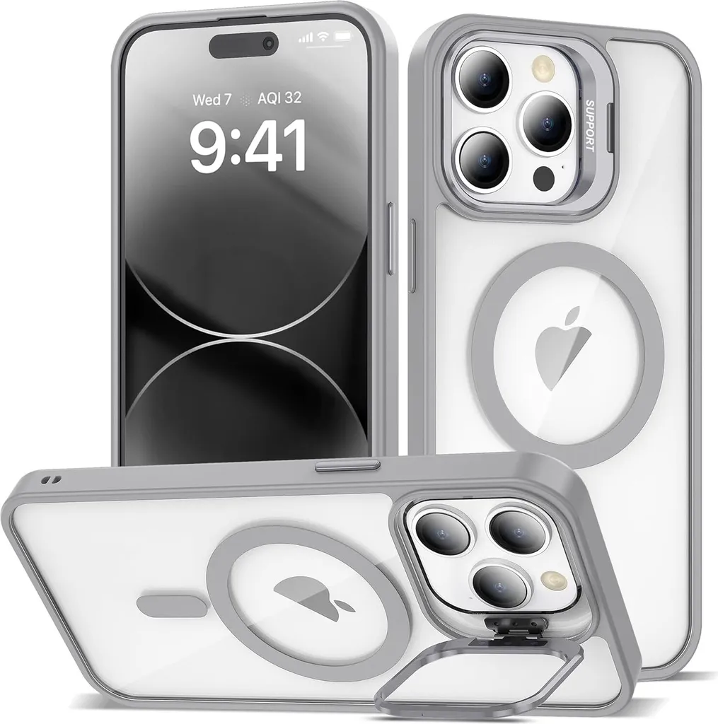 Custodia Professionale iPhone 14 Plus Grigio MagSafe con Stand