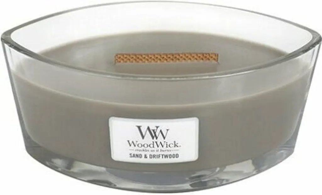 Bougie WoodWick Sand & Driftwood 453g : Parfum Longue Durée sans Fumée Noire