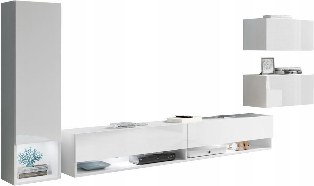 Armoire murale XENIE – blanc / blanc brillant Image du produit 