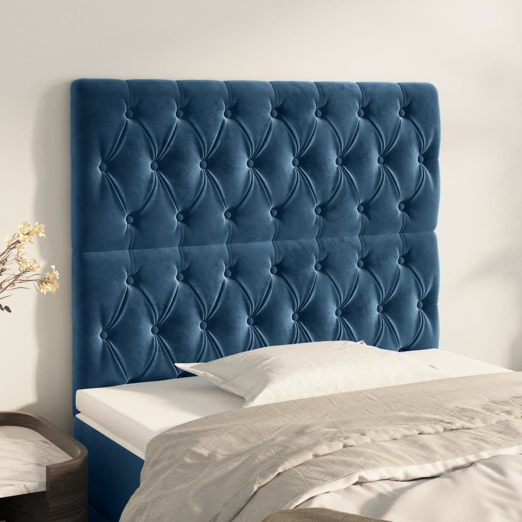 The Living Store Kopfteile 2 Stk. Dunkelblau 100x7x78/88 cm Samt