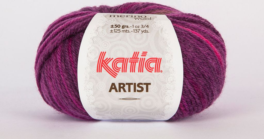 ARTIST von Katia - GRANATE/GRIS/VISÓN/MORADO (308) - 50 g / ca. 125 m Wolle