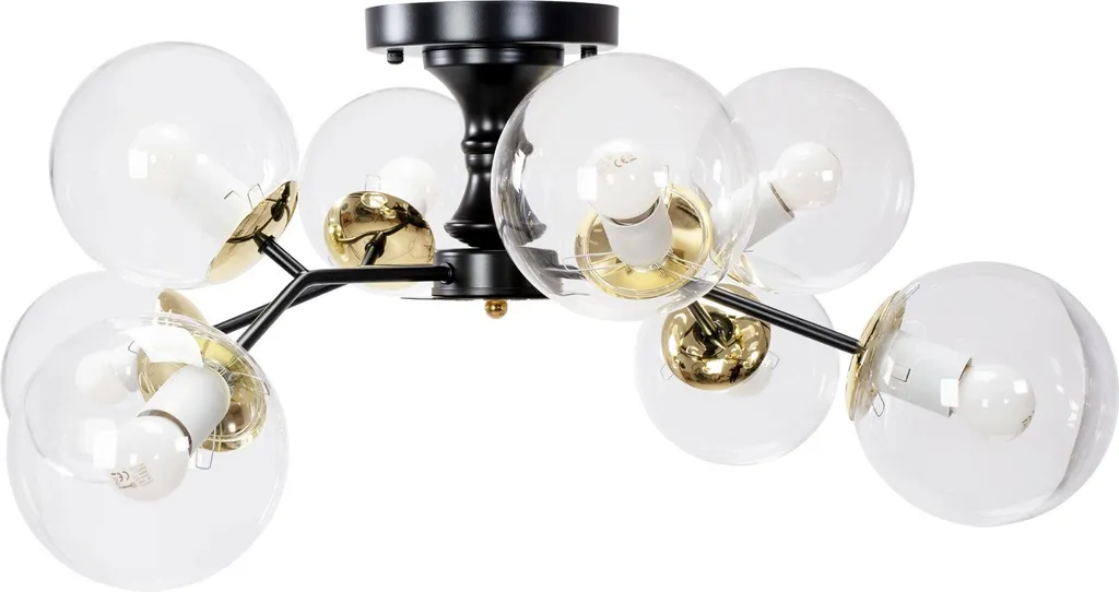Lustre Moderne 8 Branches Toolight APP1135-8C Noir et Or pour Salon