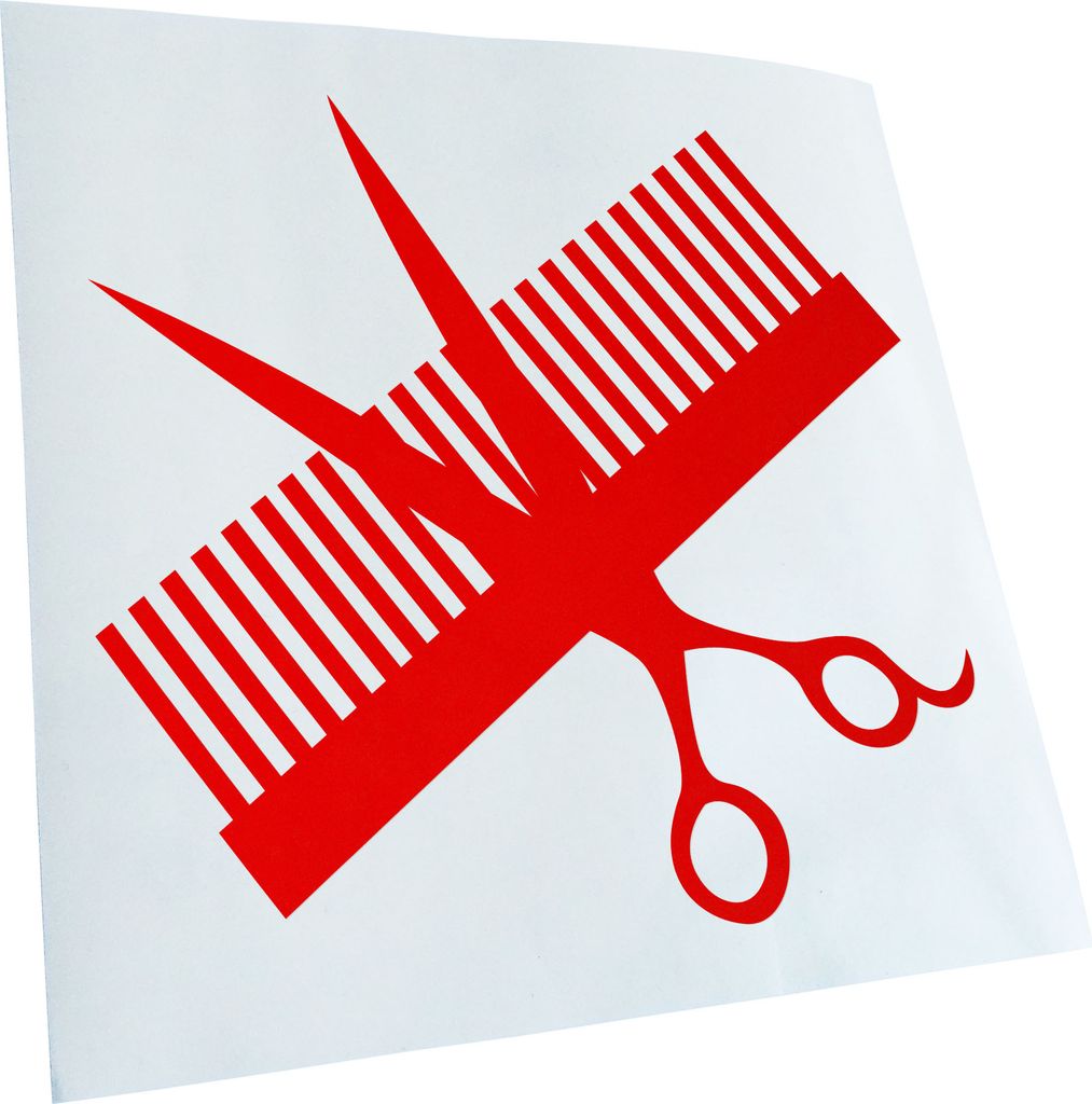 Kiwistar - Autoaufkleber - rot - 60 x 60 cm - Kamm & Schere - Heckscheibenaufkleber - Aufkleber für Auto Kfz Fahrrad, LKW, Truck Mofa