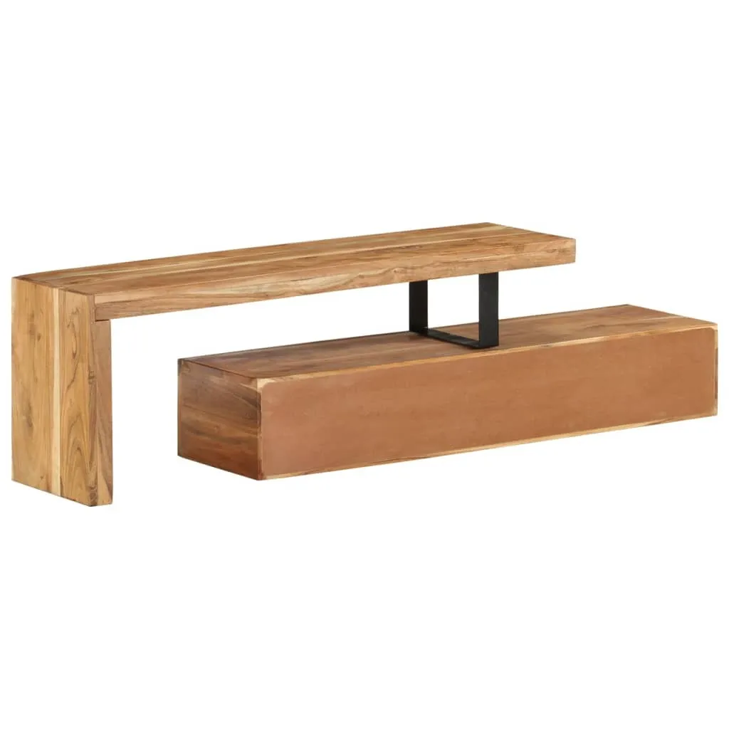 Meuble TV extensible acacia massif : solution gain de place modulable - 7