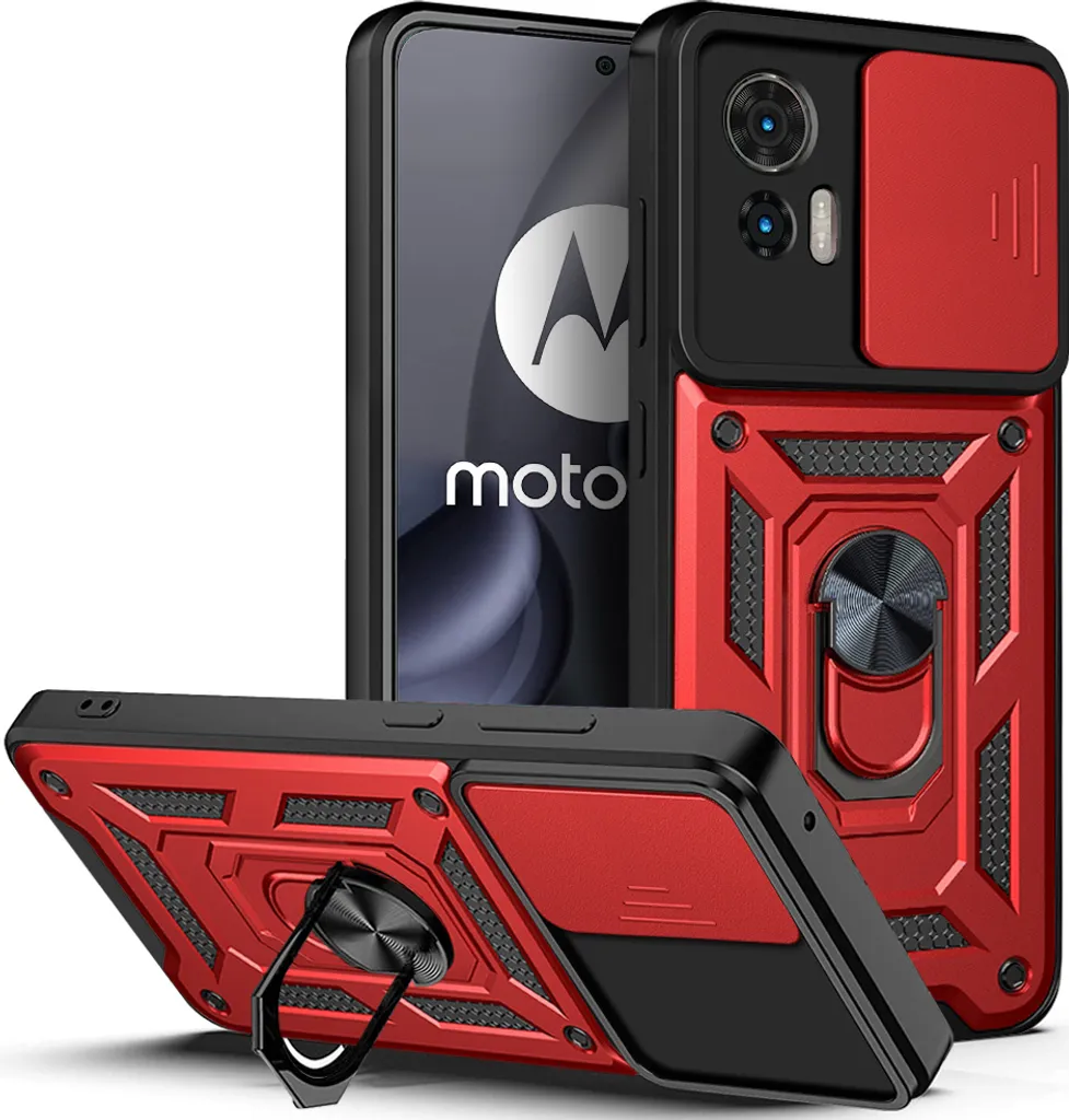 Cover Motorola Edge 30 Neo Rosso: Protezione Totale con Anello Stand