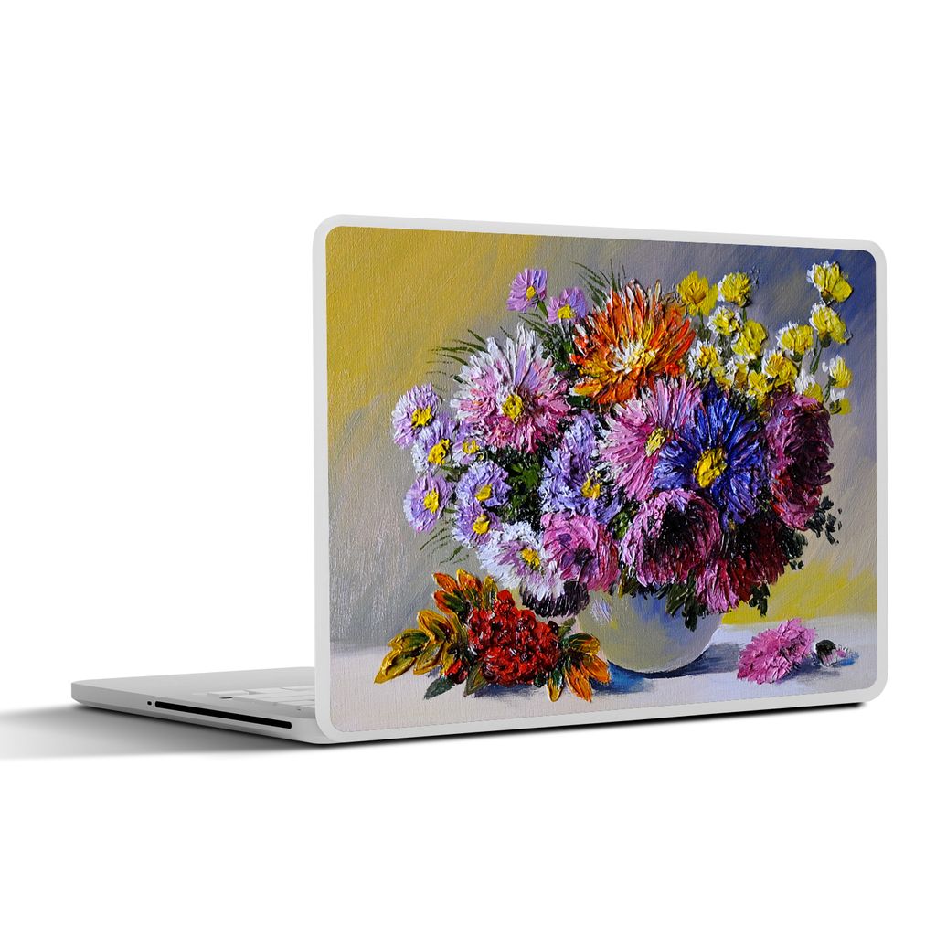 MuchoWow Laptop Aufkleber Sticker Cover Ölfarbe - Blumen - Stilleben 25x18 cm - Laptop-Deko