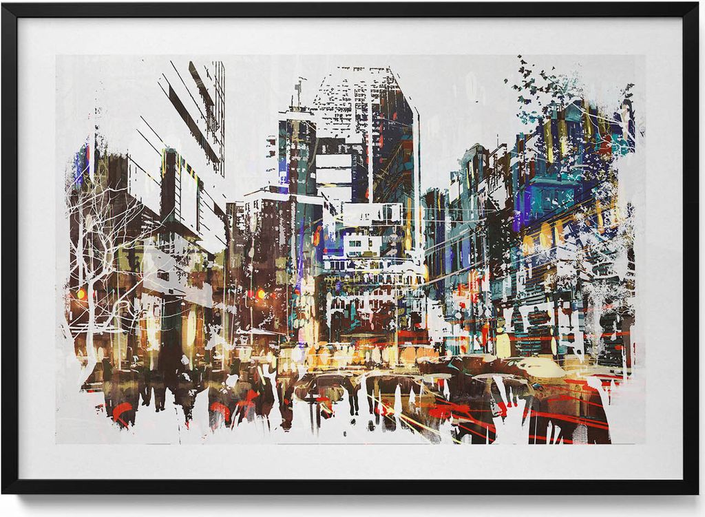 New York - eine Stadt, die vor Leben wimmelt– Wandbild mit Rahmen – Gerahmtes Bild – Wanddekoration – 100x70 cm – Schwarz Rahmen