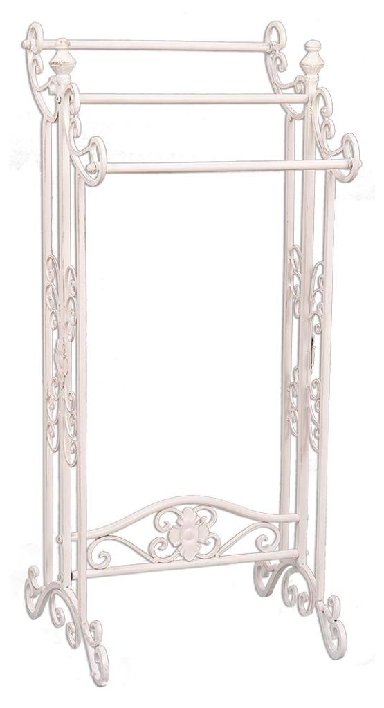 Clayre & Eef wieszak na ręczniki 40x37x91 cm biały żelazne Zdjęcie produktu 