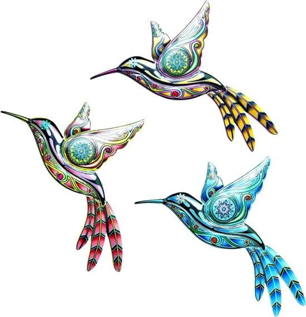 Décoration Jardin Colibris Métal - Ornements Muraux pour Terrasse et Mur