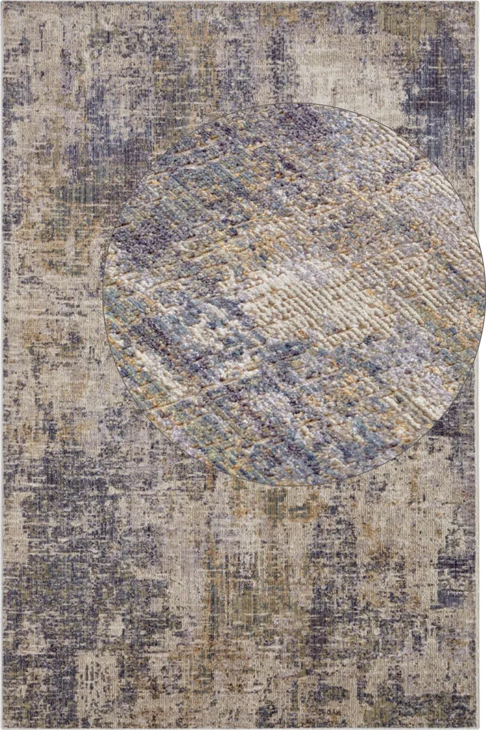 Tapis Réversible Gizeh Crème et Bleu en Polypropylène pour Extérieur