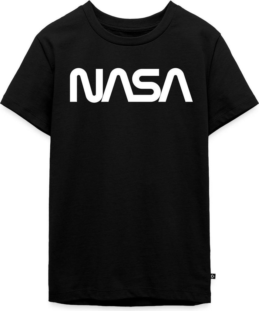 Spreadshirt NASA Logo Teenager Premium T-Shirt, 146/152 (10 Jahre), Schwarz