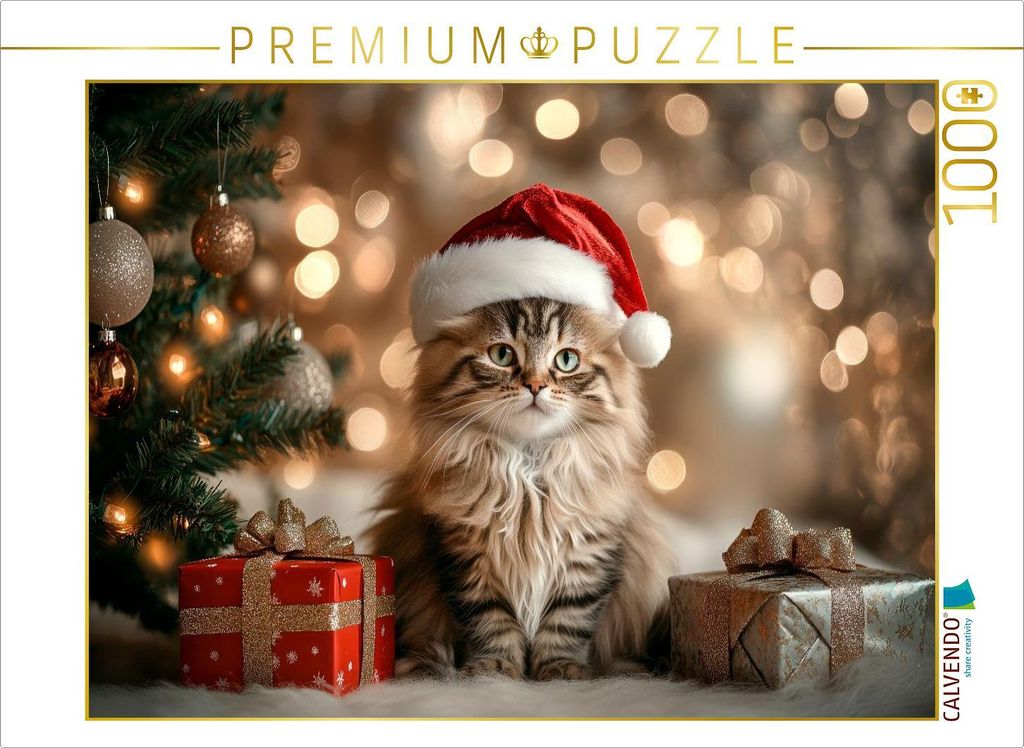CALVENDO Puzzle Weihnachtszauber auf Samtpfoten | 1000 Teile Lege-Größe 64x48cm Foto-Puzzle für glückliche Stunden