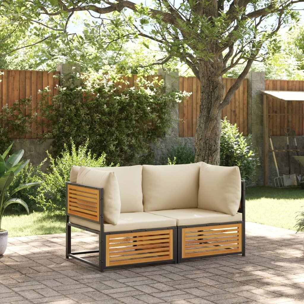 Maison Exclusive - 2-tlg. Garten-Sofa-Set mit Kissen Massivholz Akazie