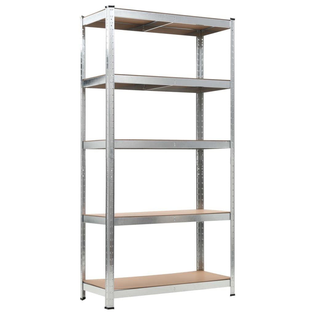 “2026 Modern“ Braun Lagerregal mit 5 Böden Silbern Stahl & Holzwerkstoff - Designermöbel 77798 - Lager- & Regalsysteme