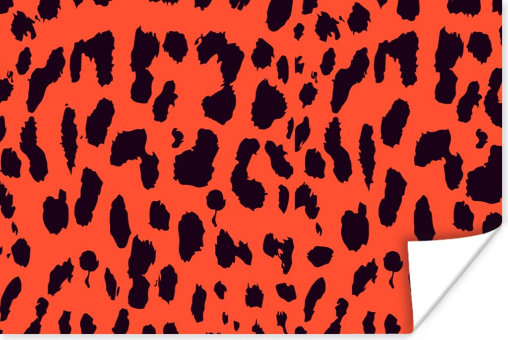 MuchoWow Poster Tierprint - Panther - Rot - Schwarz 90x60 cm - Schlafzimmer