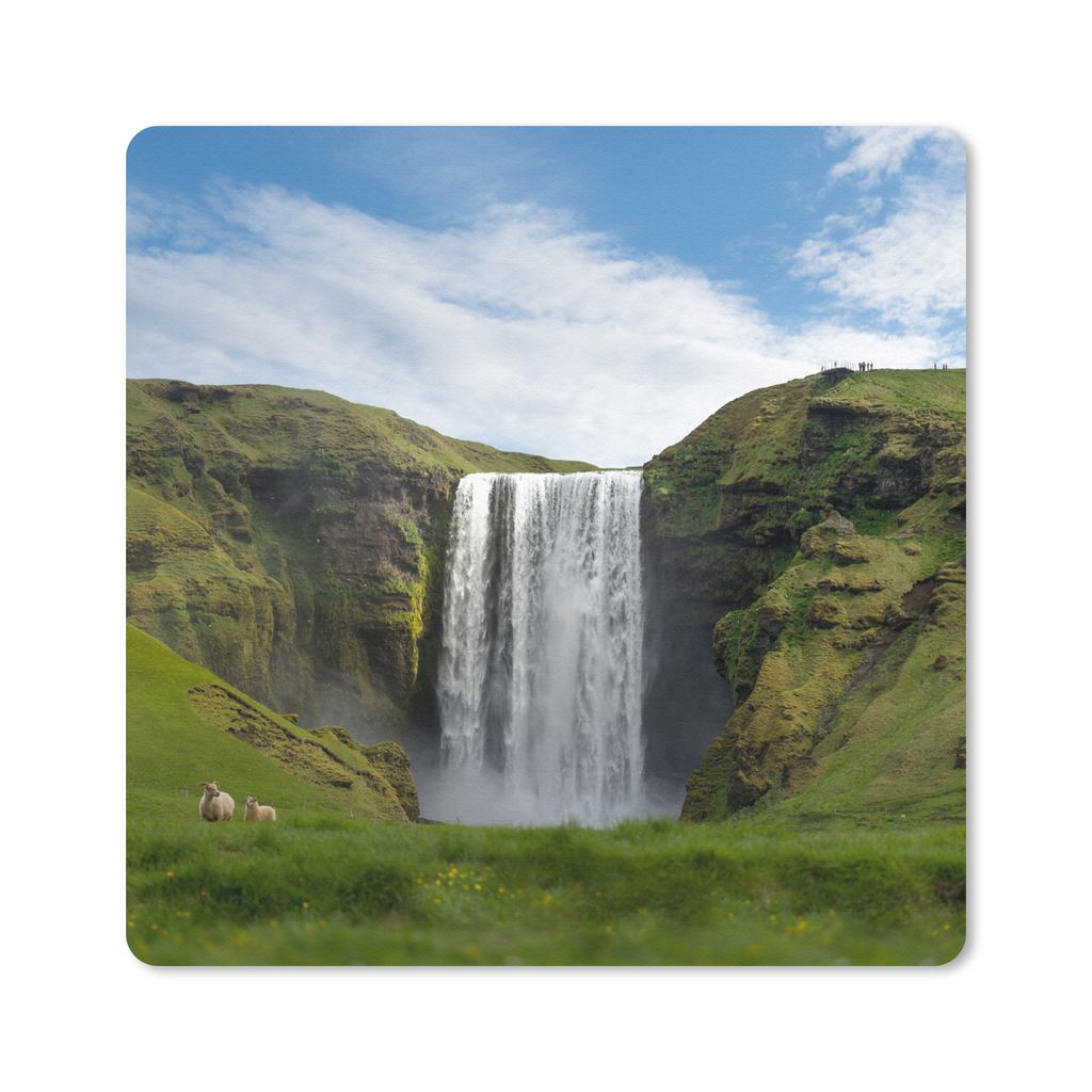 MuchoWow Mauspad Mousepad Wasserfall - Island - Natur 30x30 cm - Mousepads - Maus Mat - Pad - Mausunterlage - Gaming