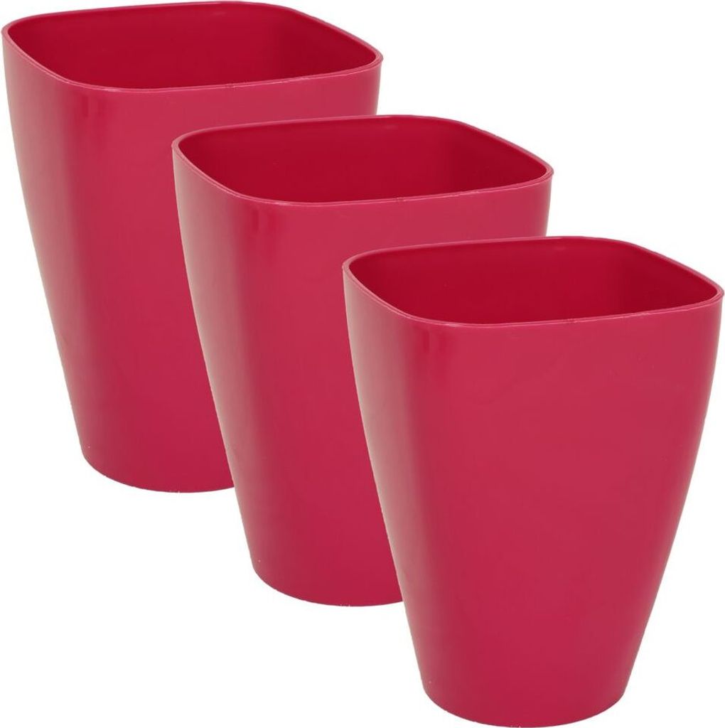 MePla - 3 Stück Kunststoff-Orchideentopf Quadrat ø 12 fuchsia