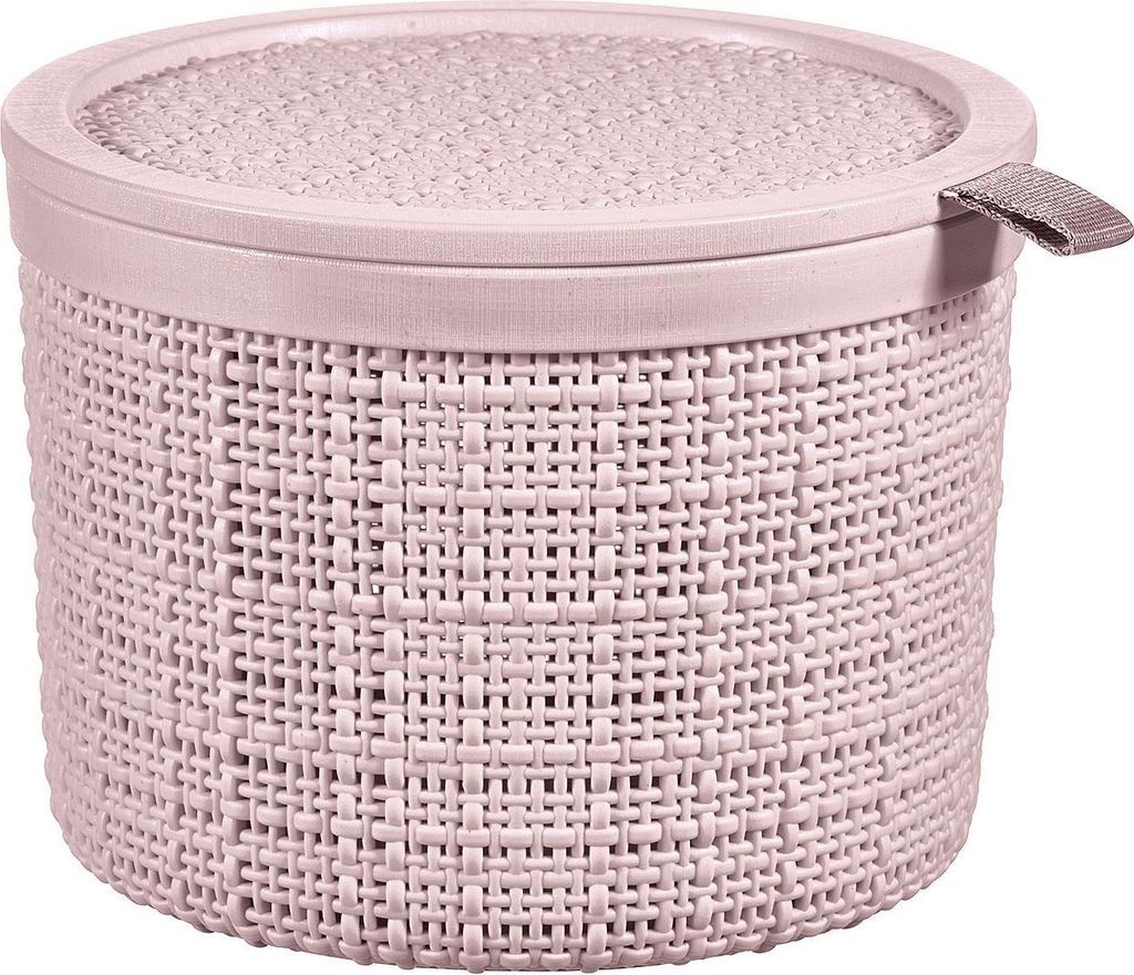 Curver Aufbewahrungsbox 2l rund mit Deckel Jute Recycling rosa
