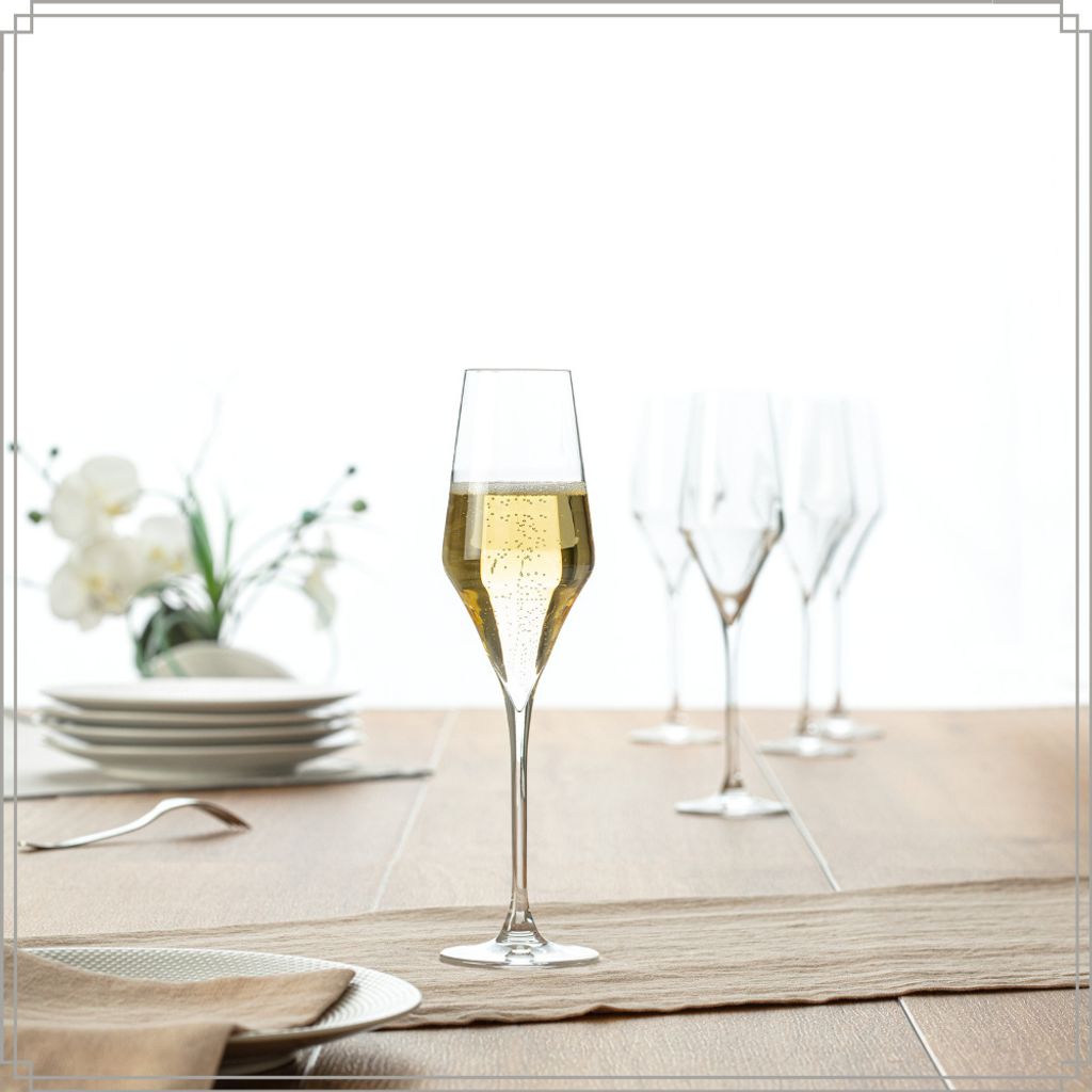 "OTIX Champagneglazen Flute Transparentes Kristall 220ML Set von 6 TOPAZ"