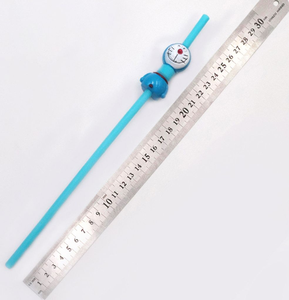 Kunststoff Cartoon Tier Katze Ente Wiederverwendbare Trinkhalm Getränkepfeife mit Bürste