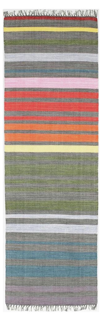 Regenbogenstreifen Teppich, Kelim Modern, 80 x 250 cm, Rechteckig, Mittlerer Stapel, Wohnzimmer, Esszimmer, Schlafzimmer, Küche, Diele, Nur chemis...