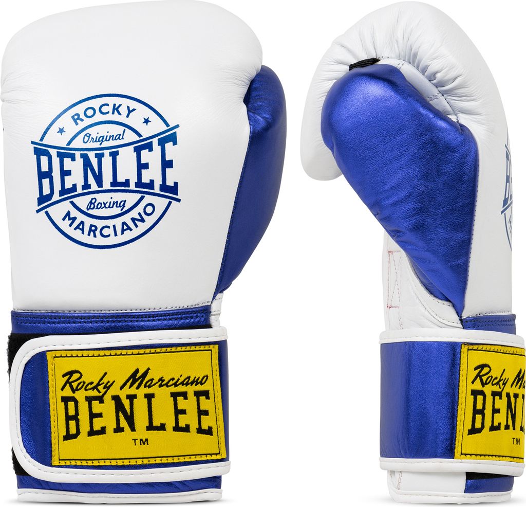 Guanti da boxe in pelle METALSHIRE Bianco/Blu 12 oz BENLEE Immagine del prodotto 