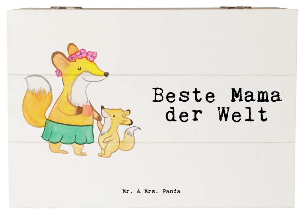 Mr. & Mrs. Panda Box Fuchs Beste Mama der Welt 22 x 15 cm - Weiß - Geschenk, Geschenkidee, fotobox, Geschenkbox, Mutter, Kiste mit Deckel, schatzt...