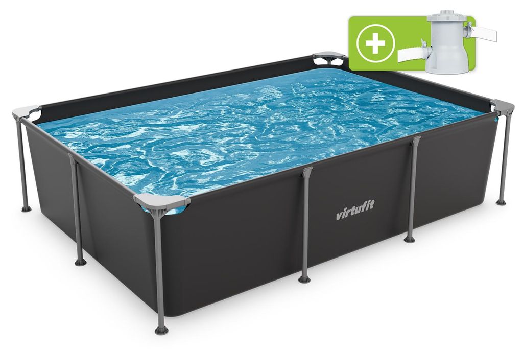 VirtuFit Rechteckpool 260x180x66 cm ANTHRAZIT mit Produktbild 
